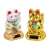 Chinese Lucky Cat Decoration Waving Arm Solar Light Induction Statue Figurine For Home Car Ornaments