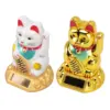 Chinese Lucky Cat Decoration Waving Arm Solar Light Induction Statue Figurine For Home Car Ornaments
