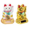 Chinese Lucky Cat Decoration Waving Arm Solar Light Induction Statue Figurine For Home Car Ornaments