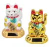 Chinese Lucky Cat Decoration Waving Arm Solar Light Induction Statue Figurine For Home Car Ornaments
