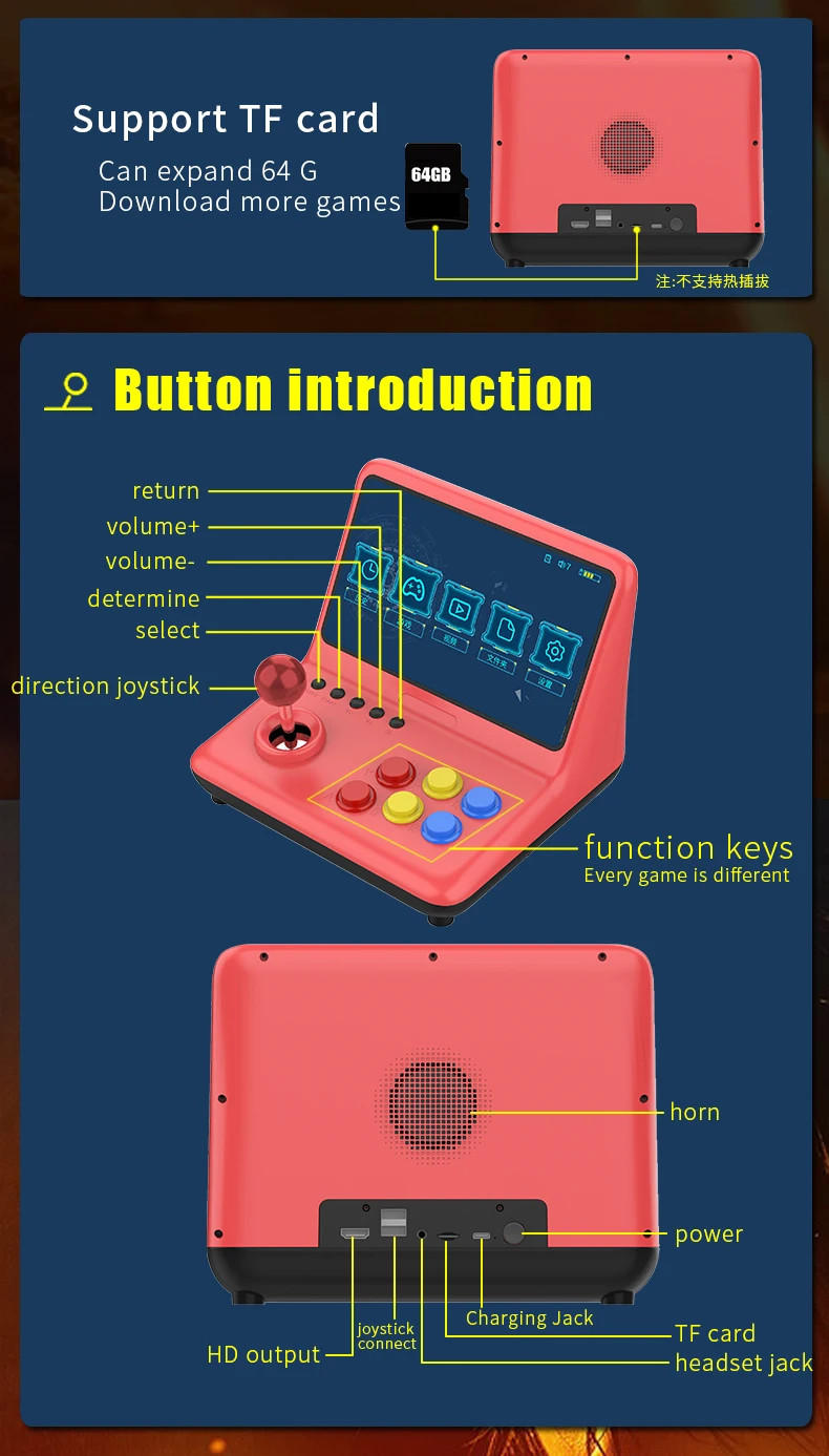 32GB 9-inch Arcade Joystick, A7 Quad-Core CPU, Retro Game Console, Kids Gift 32GB 9-inch Arcade Joystick, A7 Quad-Core CPU, Retro Game Console, Kids Gift - Image 11