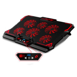 17-Inch Gaming Laptop Cooler Stand, 6 Fans, LED Screen, Dual USB Ports, 2600 RPM