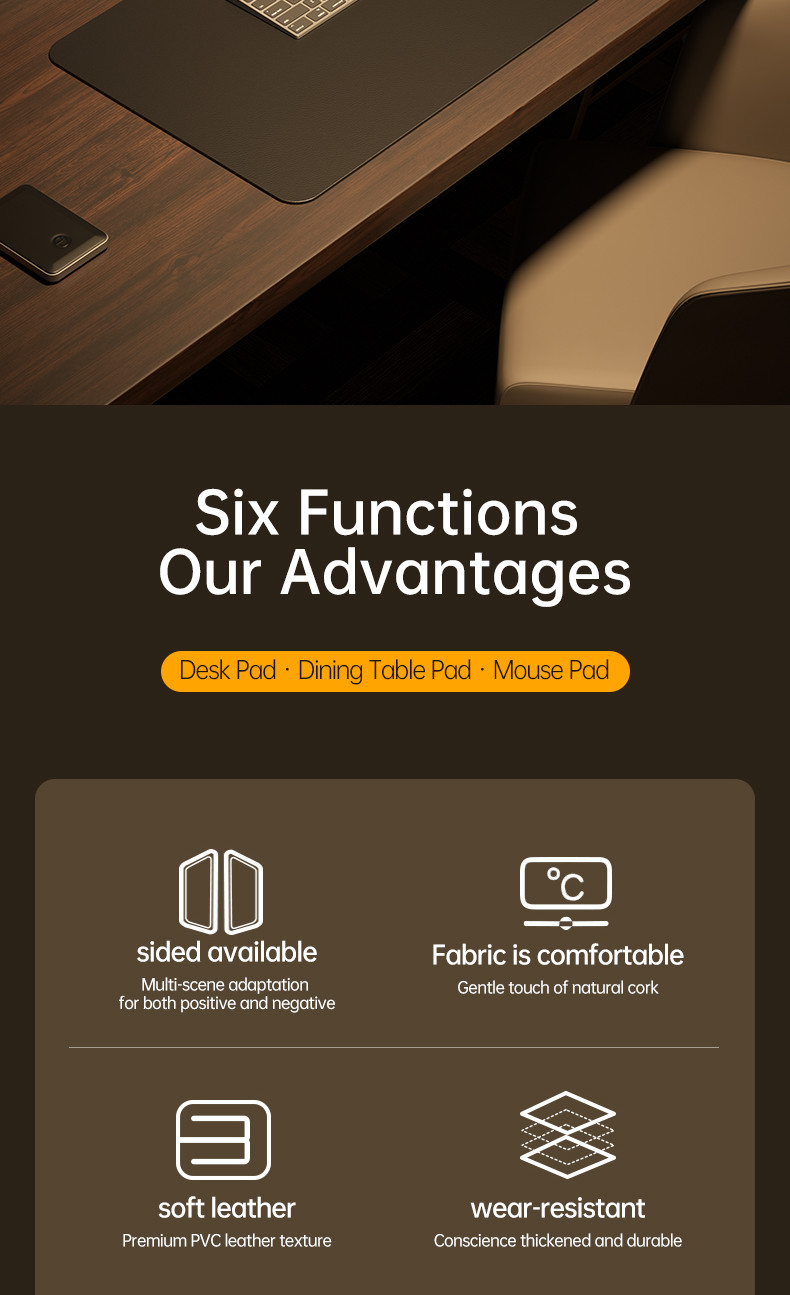 Large Waterproof Leather Mouse Pad, Desk Mat For Home Office, Gaming, Keyboard Large Waterproof Leather Mouse Pad, Desk Mat For Home Office, Gaming, Keyboard - Image 8