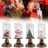 Christmas Snow Flameless Candle - Rotating Water, Glitter, and LED Night Lights