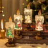 Christmas Snow Flameless Candle - Rotating Water, Glitter, and LED Night Lights