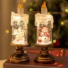 Christmas Snow Flameless Candle - Rotating Water, Glitter, and LED Night Lights