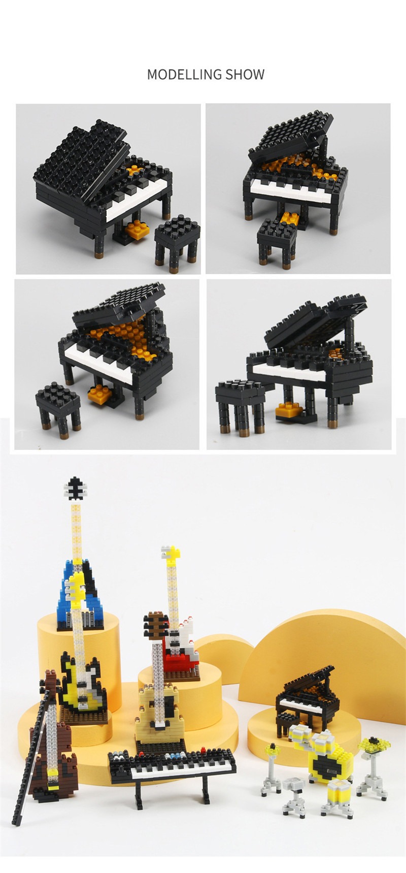 Musical Instrument Building Blocks - Mini Piano & Guitar DIY Educational Toys Musical Instrument Building Blocks - Mini Piano & Guitar DIY Educational Toys - Image 7