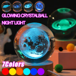 Alternative view of Unique 3D Crystal Ball Lamp with Galaxy Planetary Projections USB Night Light