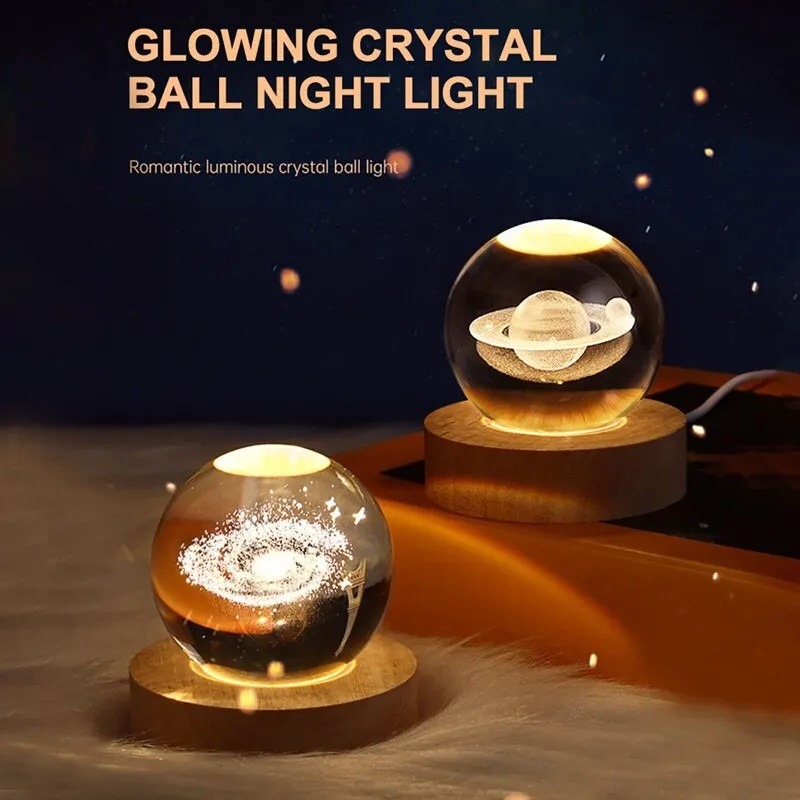 Unique 3D Crystal Ball Lamp with Galaxy Planetary Projections USB Night Light Unique 3D Crystal Ball Lamp with Galaxy Planetary Projections USB Night Light - Image 4