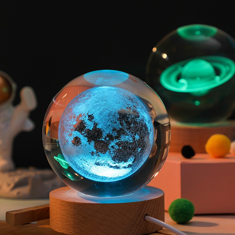 Unique 3D Crystal Ball Lamp with Galaxy Planetary Projections USB Night Light Unique 3D Crystal Ball Lamp with Galaxy Planetary Projections USB Night Light - Image 5