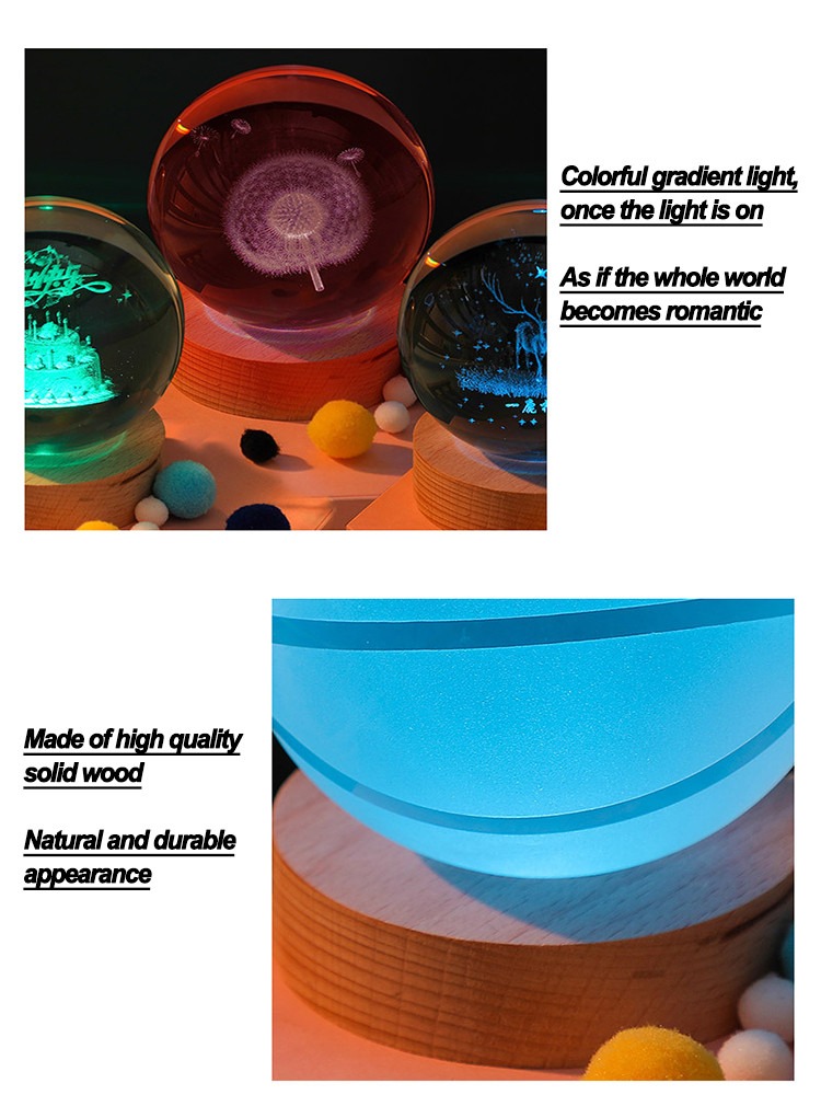 Unique 3D Crystal Ball Lamp with Galaxy Planetary Projections USB Night Light Unique 3D Crystal Ball Lamp with Galaxy Planetary Projections USB Night Light - Image 9