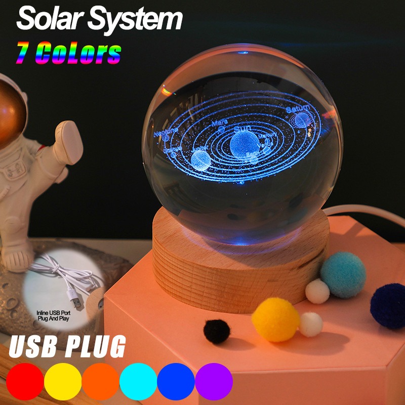 Unique 3D Crystal Ball Lamp with Galaxy Planetary Projections USB Night Light Unique 3D Crystal Ball Lamp with Galaxy Planetary Projections USB Night Light - Image 13