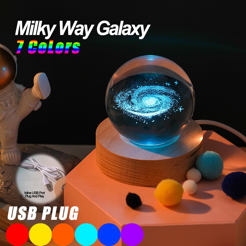 Unique 3D Crystal Ball Lamp with Galaxy Planetary Projections USB Night Light Unique 3D Crystal Ball Lamp with Galaxy Planetary Projections USB Night Light - Image 15