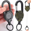 Retractable Heavy Duty Pull Reel Keychain with Steel Wire Rope Carabiner Clip