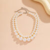 2pcs/set Pearl Beaded Choker Necklaces for Women Bridal & Fashion Jewellery