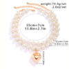 Oversized Metal Peach Heart Pendant Necklace & Pearl Beaded Choker for Women