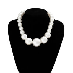 Big Imitation Pearl Choker Necklace for Women, Elegant Bridal Beaded Jewellery