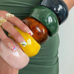 Alternative view of Vintage Resin Cuff Bracelet for Women, Fashion Acrylic Geometric Bangles [1]