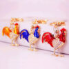 Colourful Rhinestone Rooster Keychain | Luxury Metal Chinese Zodiac Pendant [1]