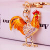 Colourful Rhinestone Rooster Keychain | Luxury Metal Chinese Zodiac Pendant [1]