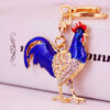 Colourful Rhinestone Rooster Keychain | Luxury Metal Chinese Zodiac Pendant [1]