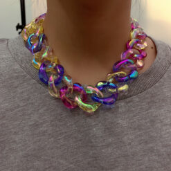 Alternative view of Hip Hop Acrylic Jewellery | Colorful Hollow Collar Necklace for Men & Women