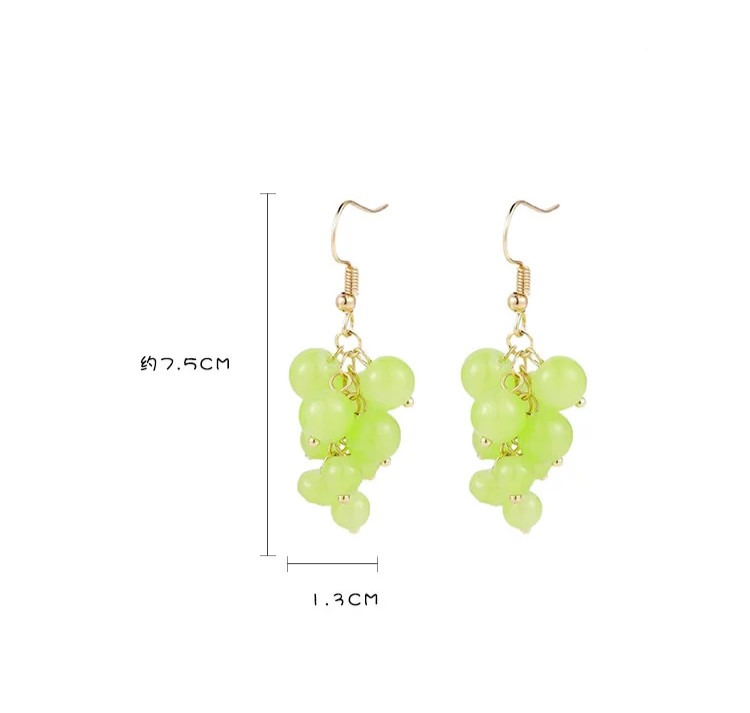 Cute Mini Grape Earrings for Women - Green Bead Dangle Hook Drop jewellery Gift Cute Mini Grape Earrings for Women - Green Bead Dangle Hook Drop jewellery Gift - Image 6