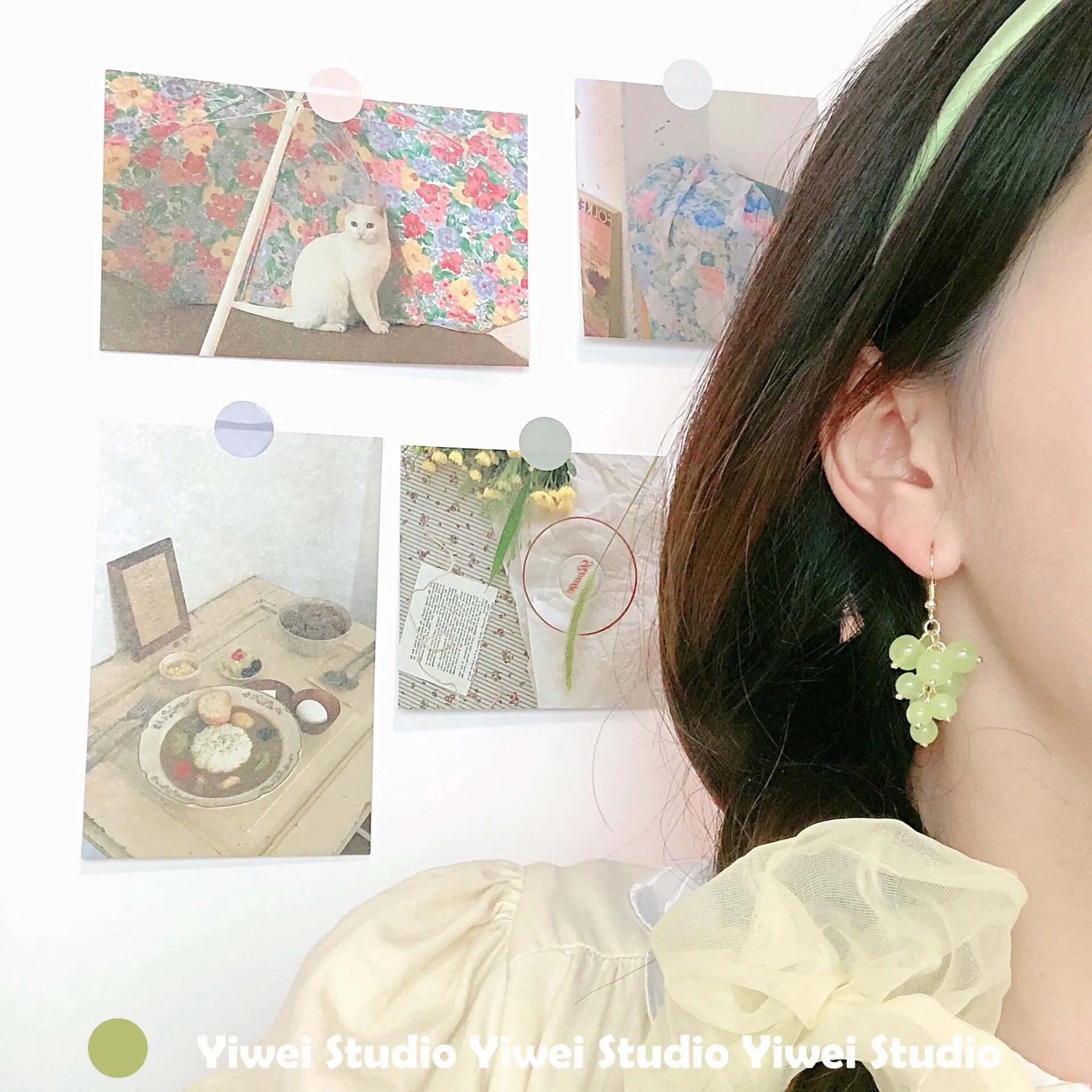 Cute Mini Grape Earrings for Women - Green Bead Dangle Hook Drop jewellery Gift Cute Mini Grape Earrings for Women - Green Bead Dangle Hook Drop jewellery Gift - Image 7