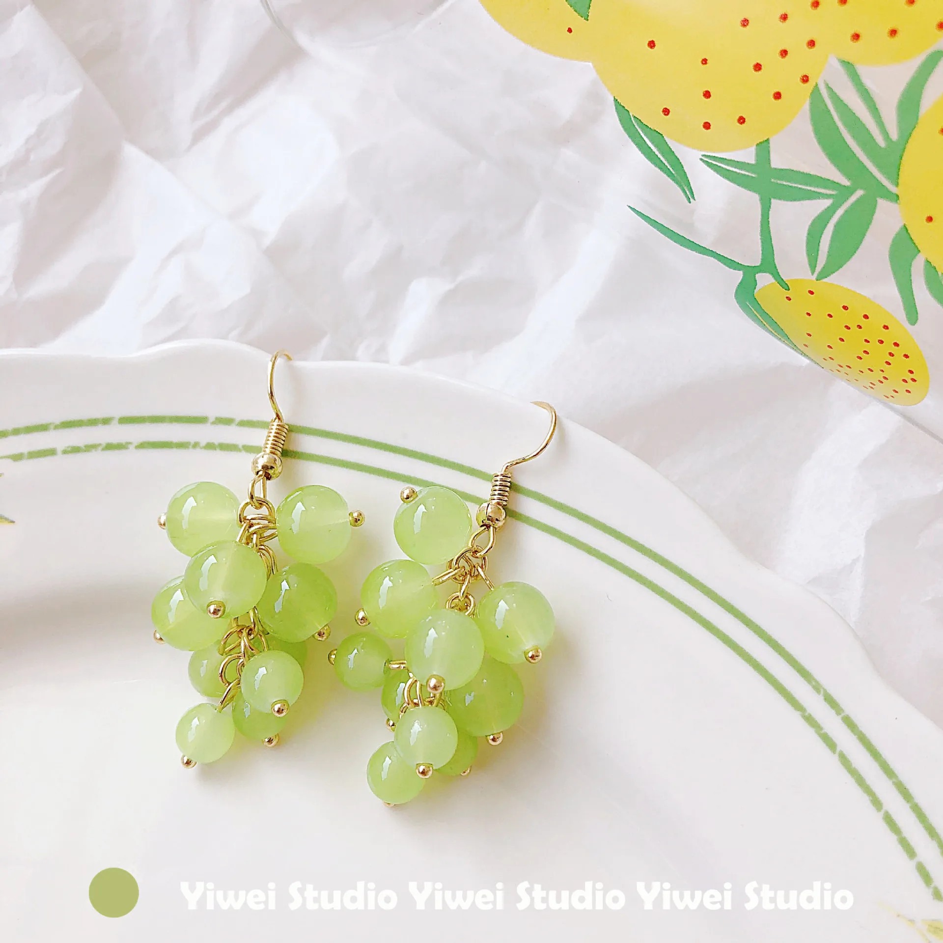 Cute Mini Grape Earrings for Women - Green Bead Dangle Hook Drop jewellery Gift Cute Mini Grape Earrings for Women - Green Bead Dangle Hook Drop jewellery Gift - Image 8