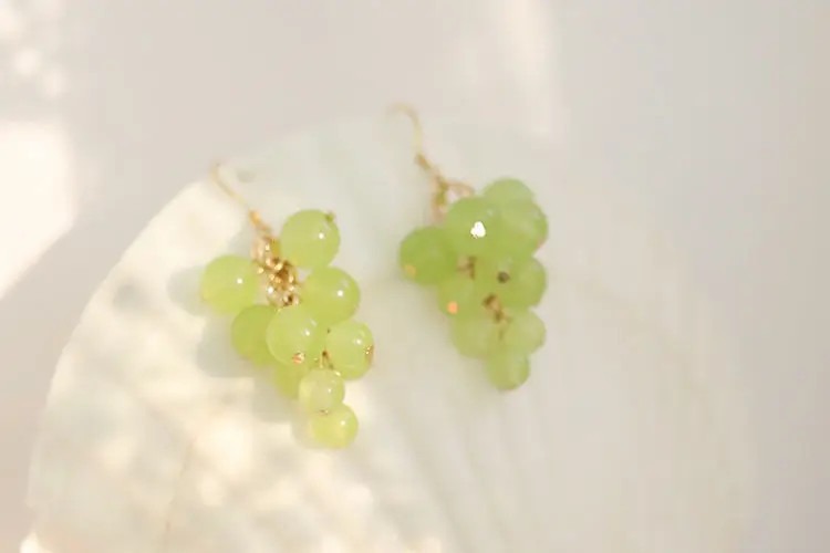 Cute Mini Grape Earrings for Women - Green Bead Dangle Hook Drop jewellery Gift Cute Mini Grape Earrings for Women - Green Bead Dangle Hook Drop jewellery Gift - Image 10