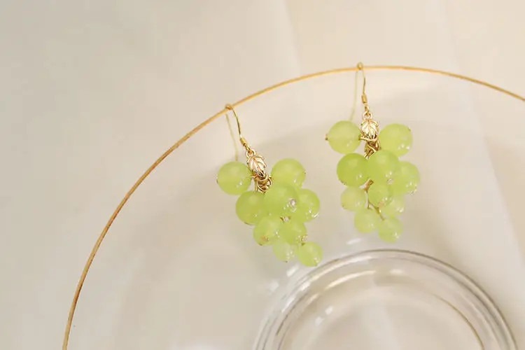 Cute Mini Grape Earrings for Women - Green Bead Dangle Hook Drop jewellery Gift Cute Mini Grape Earrings for Women - Green Bead Dangle Hook Drop jewellery Gift - Image 11