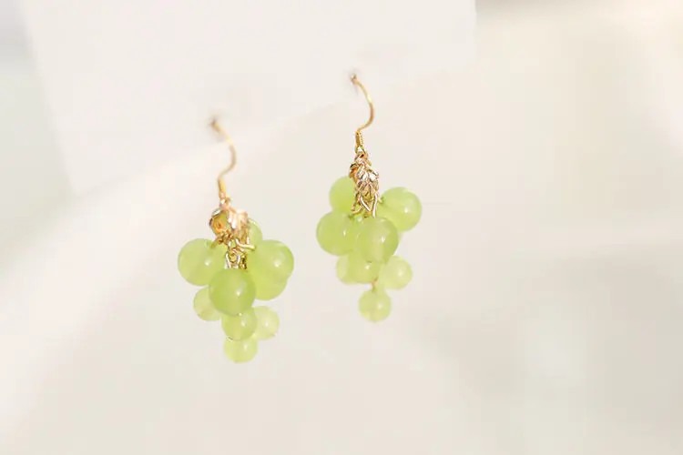 Cute Mini Grape Earrings for Women - Green Bead Dangle Hook Drop jewellery Gift Cute Mini Grape Earrings for Women - Green Bead Dangle Hook Drop jewellery Gift - Image 12