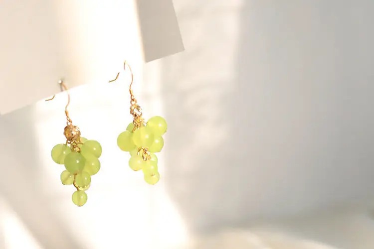Cute Mini Grape Earrings for Women - Green Bead Dangle Hook Drop jewellery Gift Cute Mini Grape Earrings for Women - Green Bead Dangle Hook Drop jewellery Gift - Image 13
