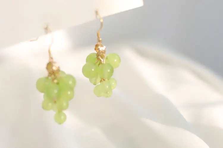 Cute Mini Grape Earrings for Women - Green Bead Dangle Hook Drop jewellery Gift Cute Mini Grape Earrings for Women - Green Bead Dangle Hook Drop jewellery Gift - Image 14