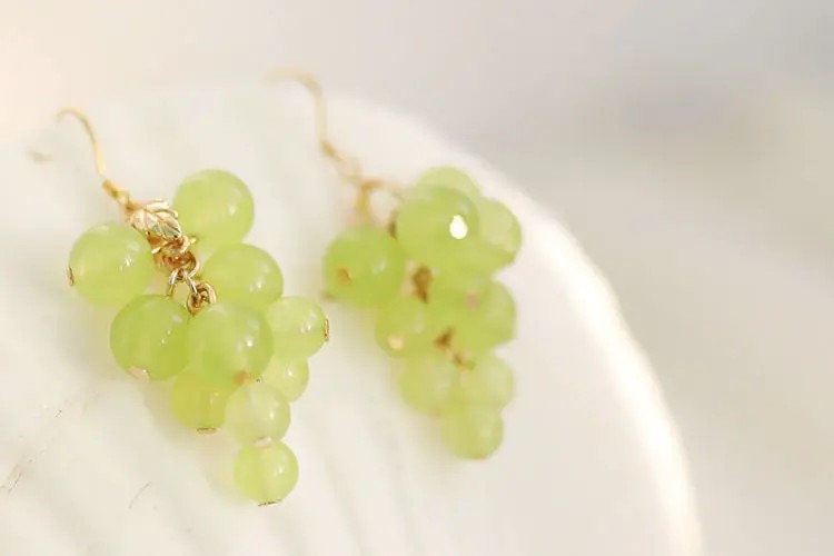 Cute Mini Grape Earrings for Women - Green Bead Dangle Hook Drop jewellery Gift Cute Mini Grape Earrings for Women - Green Bead Dangle Hook Drop jewellery Gift - Image 15
