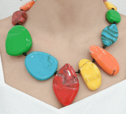 Alternative view of Colourful Beaded Chain Necklace for Women, Summer Punk Choker, Vintage Gifts