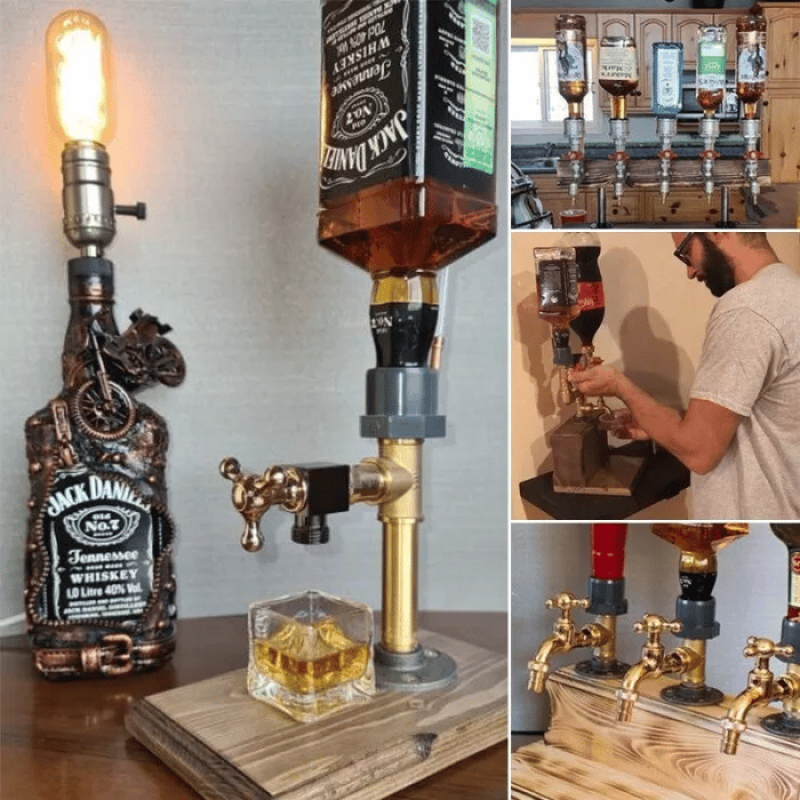 Whiskey Dispenser & Bottle Rack for Home Bar – Unique Gift for Wine Lovers Whiskey Dispenser & Bottle Rack for Home Bar – Unique Gift for Wine Lovers