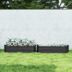 Raised Galvanised Steel Garden Bed Planter – Black