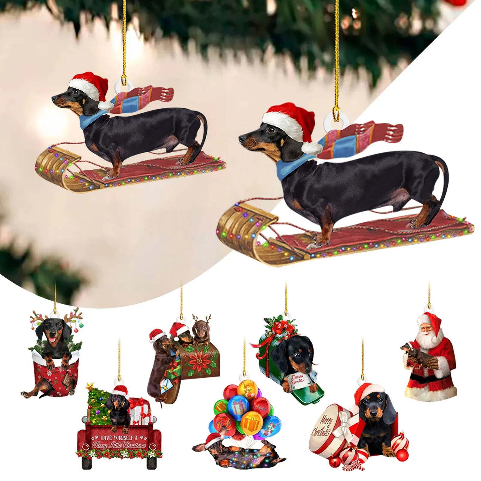 Dachshund Dog Shaped Christmas Tree Ornaments for Festive Decor & Gifts Dachshund Dog Shaped Christmas Tree Ornaments for Festive Decor & Gifts