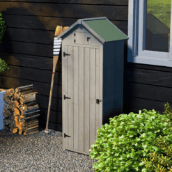 Slim Wooden Garden Shed – Vertical Outdoor Tool Storage Cabinet