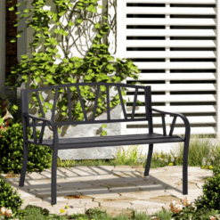 Outdoor Garden Bench – Metal Garden Chair for Patio, Lawn & Backyard