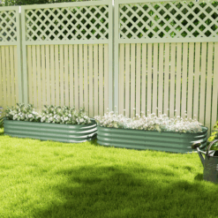 Metal Raised Garden Bed – Rectangular Planter for Flowers & Vegetables (Green)