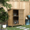 Wooden Garden Storage Shed with Sliding Doors – Outdoor Tool Cabinet for Patio & Backyard
