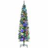 6ft Artificial Pencil Christmas Tree with Colourful Lights, Steel Base