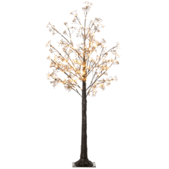 5ft Artificial Tree with Warm White LED Lights, Baby Breath Flowers