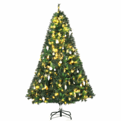 1.8m 6ft Pre-Lit Artificial Christmas Tree 200 LED Tree Decorative Balls Stand