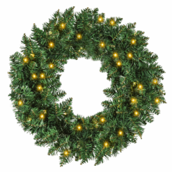 55CM Pre-lit Christmas Wreath 50 Warm White LED Ideal Xmas Artificial Door Deco