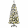 4 Feet Prelit Artificial Snow Flocked Christmas Tree Warm LED Light Green White