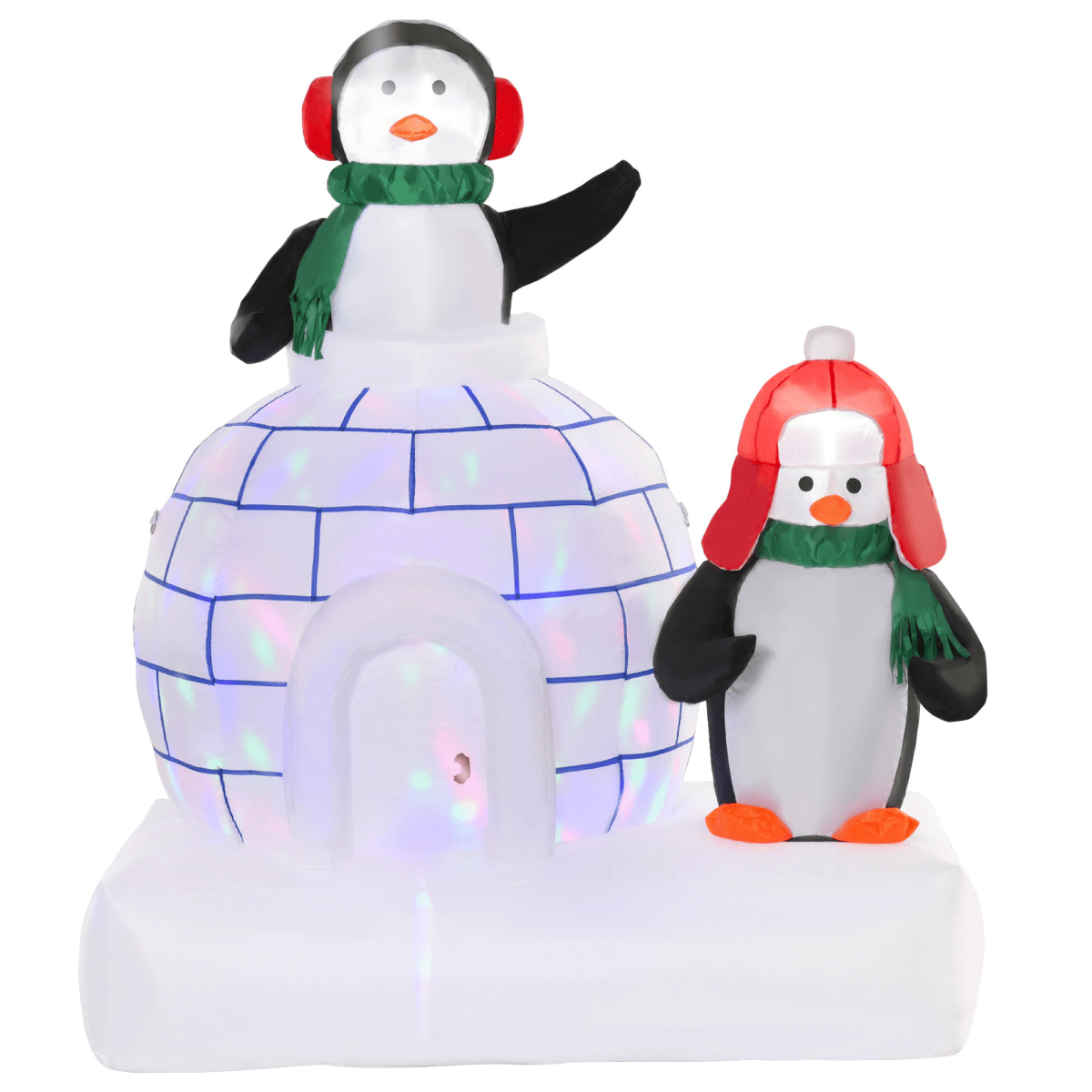 5ft Christmas Inflatable Penguins Wearing a Scarf with Ice House In & outdoors 5ft Christmas Inflatable Penguins Wearing a Scarf with Ice House In & outdoors