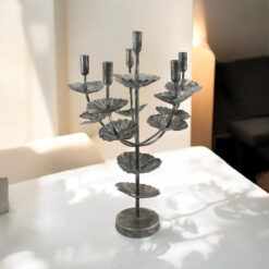 57 cm Silver Metal Candle Holder – Elegant Centrepiece for Home Décor